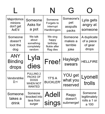 MC Fun :) Bingo Card