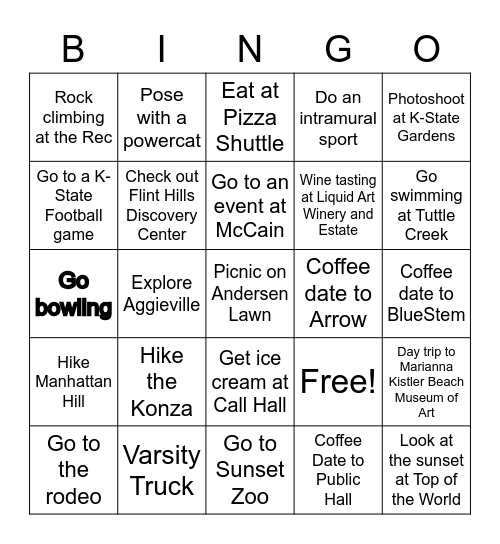 Fun things to do in Manhattan Bingo Card
