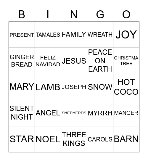 CHRISTMAS BINGO Card