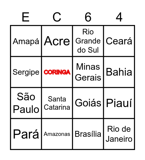 Estados brasileiros Bingo Card