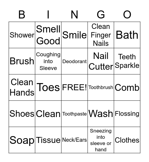 Personel Hygiene Issues Bingo Card