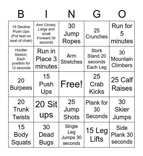 PE BINGO Card