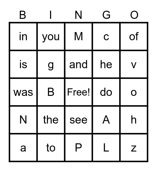 Sight Word Bingo (1-2) Bingo Card