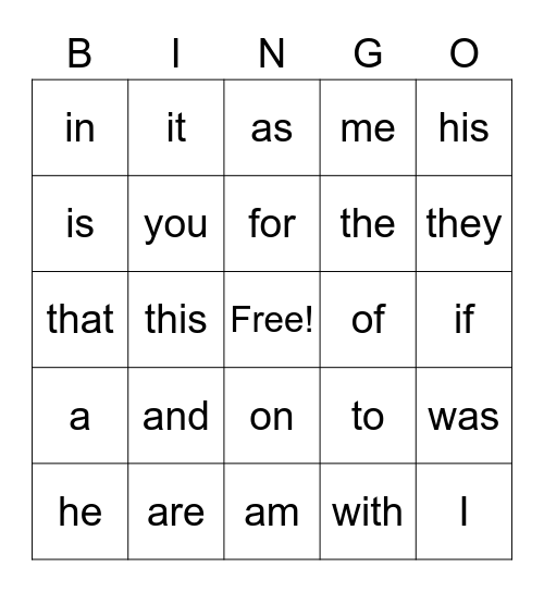 Unit 6 Heart Words Bingo Card