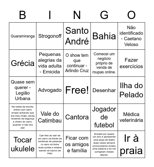 Bingo Humano - Trainees 2020 Bingo Card