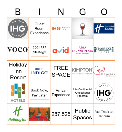 IHG Hotels & Resorts Bingo Card