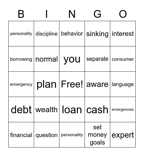 Financial Planning Bingo Card