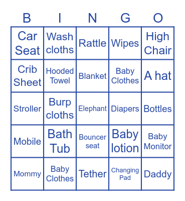 Elephant Bingo Card