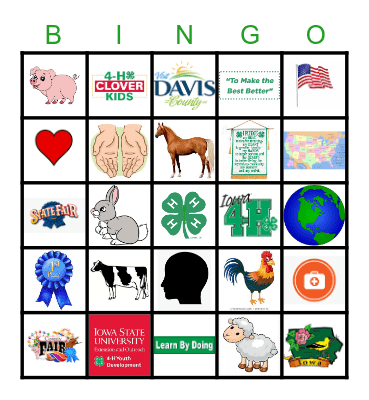 Clover Kids 4H Bingo Card