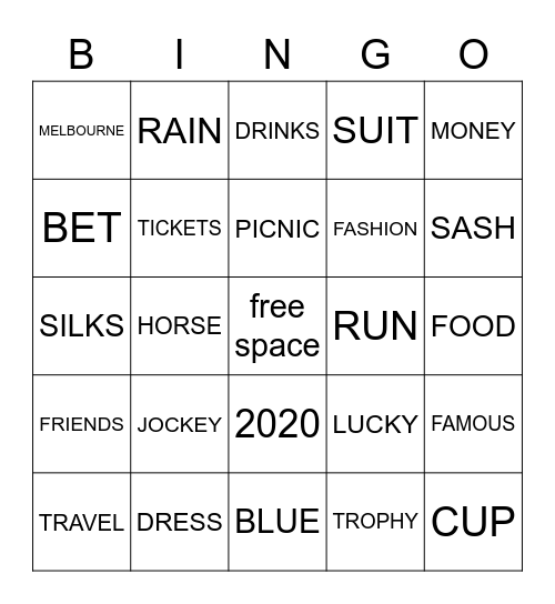 MELBOURNE CUP Bingo Card