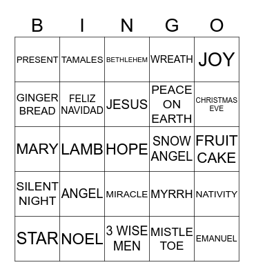 CHRISTMAS BINGO Card