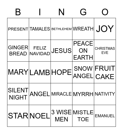 CHRISTMAS BINGO Card