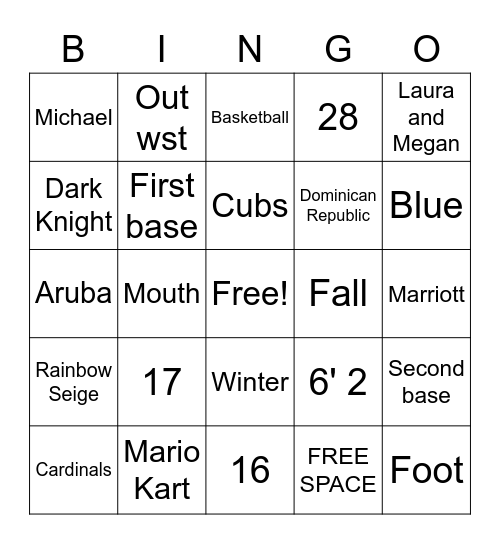 Untitled Bingo Card