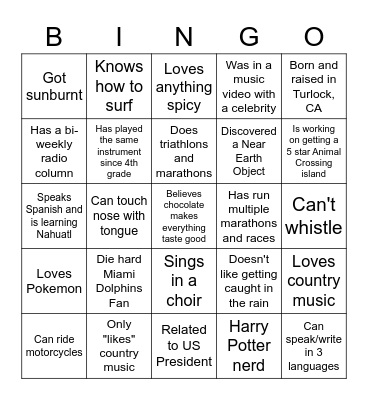 Davi House Fellow Team Bingo! Bingo Card