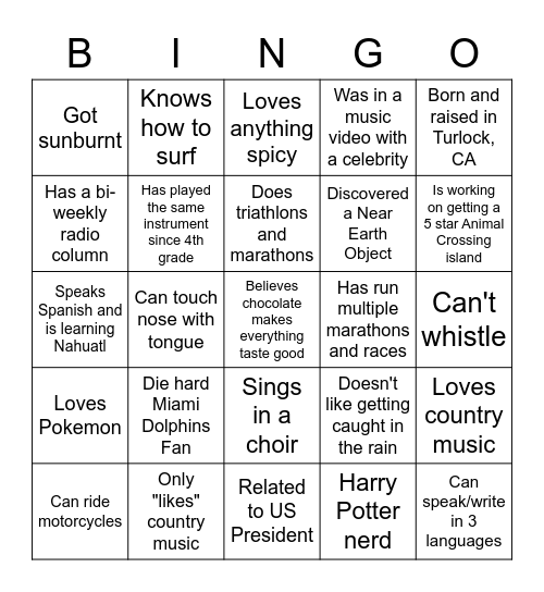 Davi House Fellow Team Bingo! Bingo Card