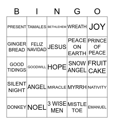 CHRISTMAS BINGO Card