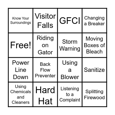 Safety Bing Bingo Card