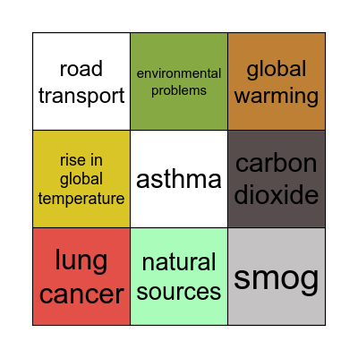 Air Pollution Bingo Card