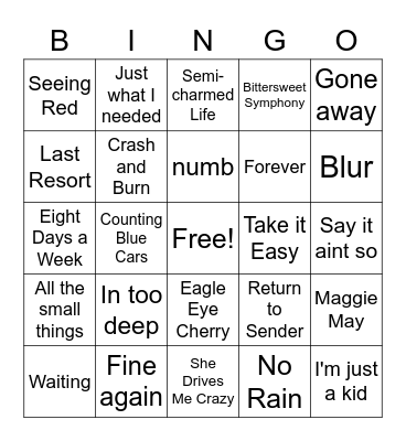 Music Bingo Card