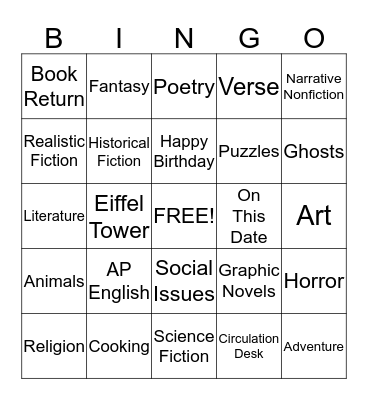 Oskaloosa High School Library Bingo Card