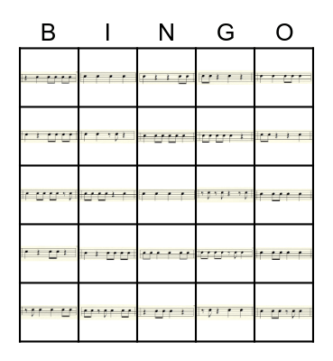 Rhythm Bingo Card