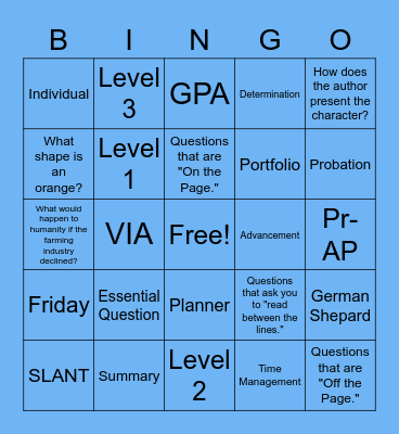 AVID BINGO Card