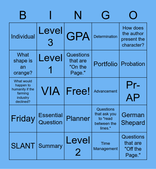 AVID BINGO Card