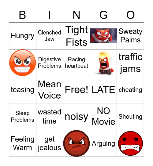 ANGER MANAGEMENT Bingo Card