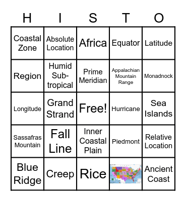 Geography of S.C. Bingo Card