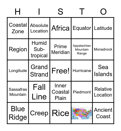 Geography of S.C. Bingo Card