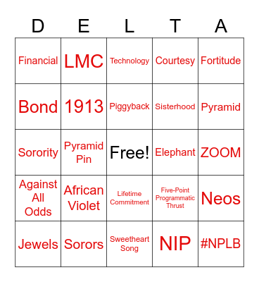 PAC Delta Bingo!! Bingo Card
