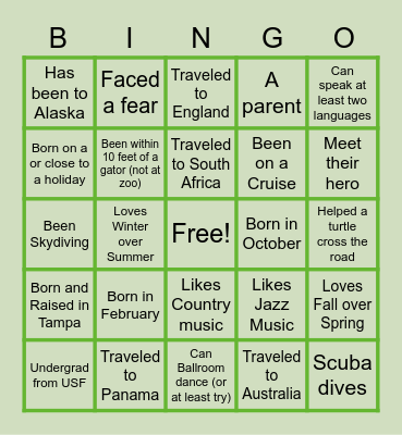 MAN6930 Bingo Card