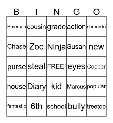 Diary of a 6th grade ninja Bingo Card