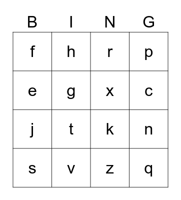 Alphabet Bingo Card