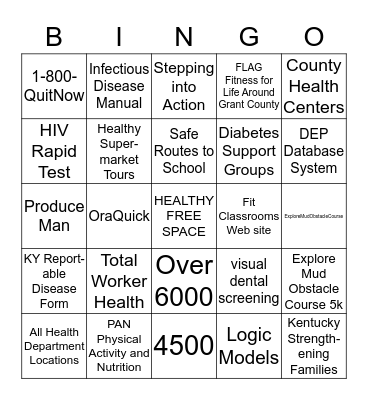 Population Health Bingo Card