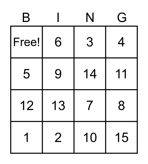 St. Mary's Bingo Card