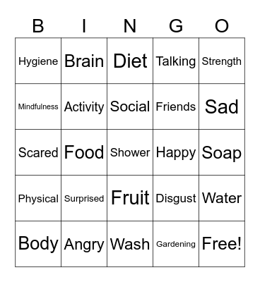 Healthy Living Bingo Card