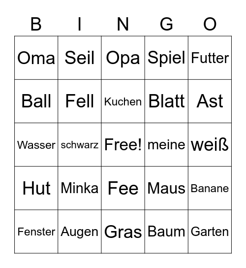 Katze Bingo Card