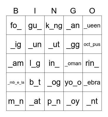 Alphabet Bingo Card