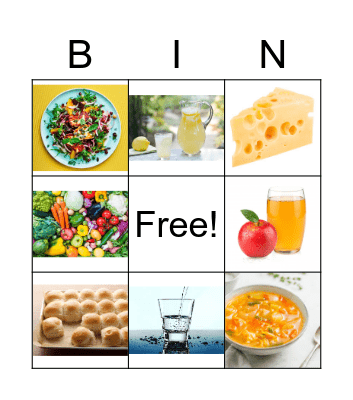 Food Bingo Card