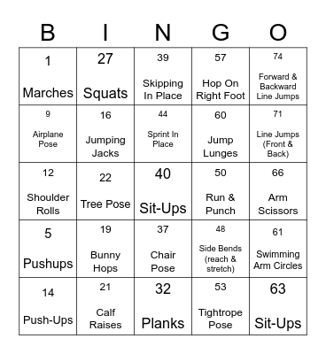 FITNESS BINGO Card