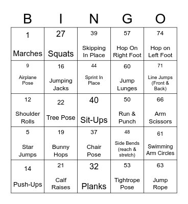 FITNESS BINGO Card