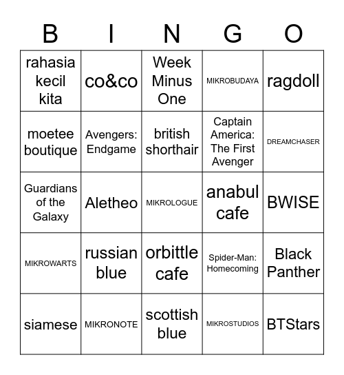 punya tamie Bingo Card