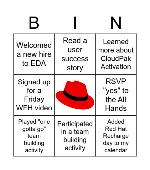 October EDA Connector Bingo Card