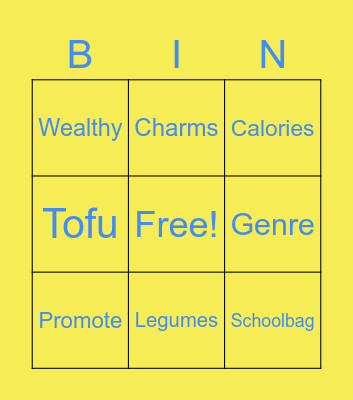 Vocabulary of the week Bingo Card