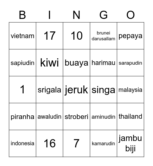 Krystal Bingo Card