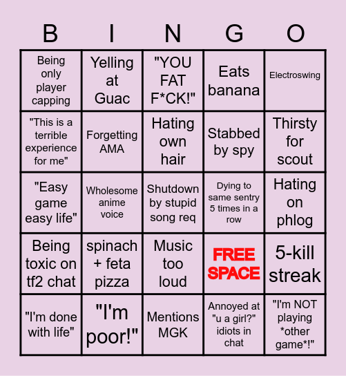 ScarletQueenG Stream Bingo Card