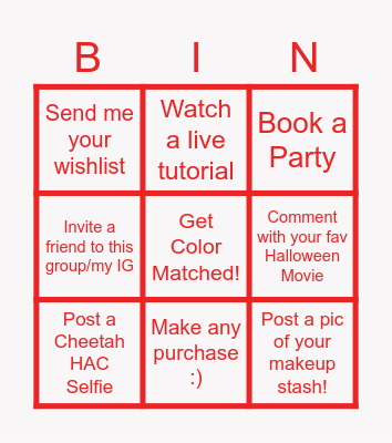 October Bingo Giveaway Bingo Card
