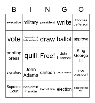 The Government Bingo Card