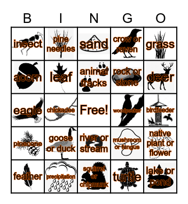 Northwoods Wildlife Center Fall Bingo Card